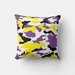 Ultra Violet och Golden Gult Camo Dekorativ kudde
