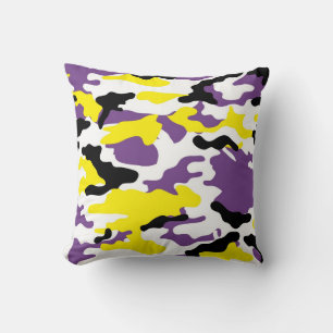 Ultra Violet och Golden Gult Camo Dekorativ kudde
