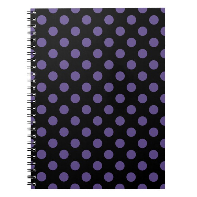 Ultra violet polka dots på svart anteckningsbok med spiral (Framsidan)