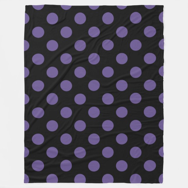 Ultra violet polka dots på svart fleecefilt (Framsidan)