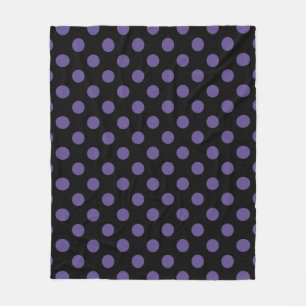 Ultra violet polka dots på svart fleecefilt