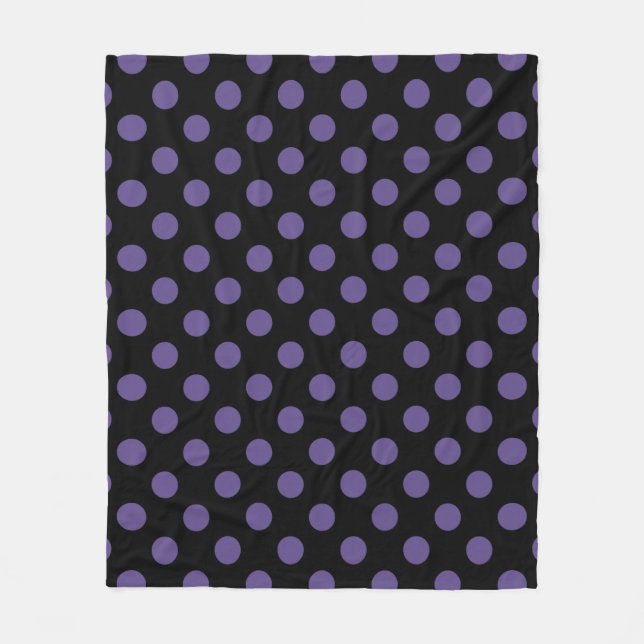Ultra violet polka dots på svart fleecefilt (Framsidan)