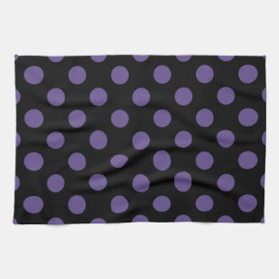 Ultra violet polka dots på svart kökshandduk