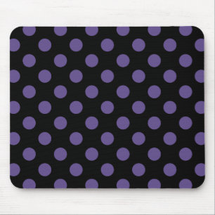 Ultra violet polka dots på svart musmatta