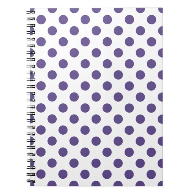 Ultra violet polka dots på vitt anteckningsbok med spiral (Framsidan)