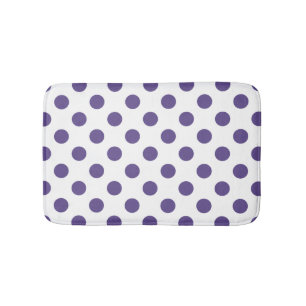 Ultra violet polka dots på vitt badrumsmatta
