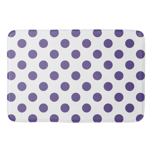Ultra violet polka dots på vitt badrumsmatta (Framsidan)