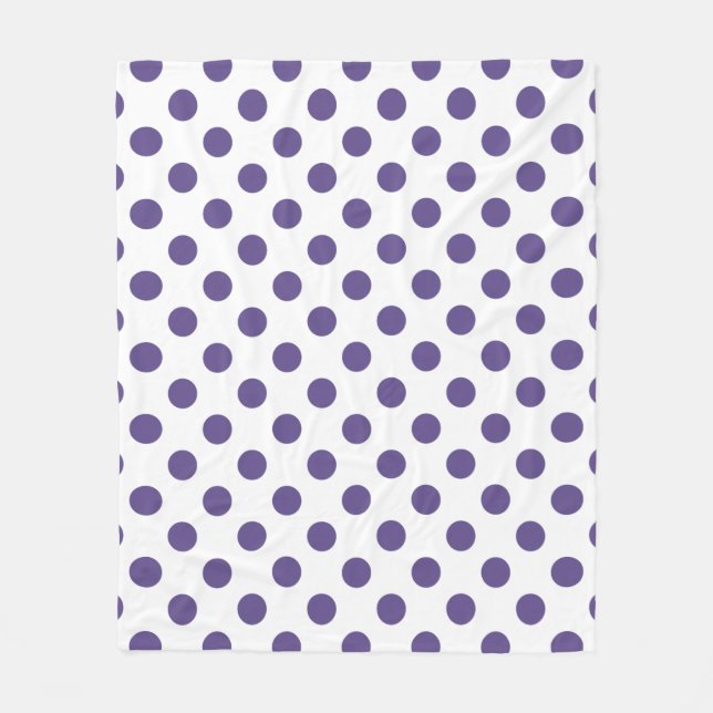 Ultra violet polka dots på vitt fleecefilt (Framsidan)