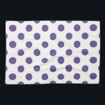 Ultra violet polka dots på vitt kökshandduk<br><div class="desc">Pantones färg år 2018 är ultraviolett.</div>