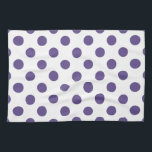 Ultra violet polka dots på vitt kökshandduk<br><div class="desc">Pantones färg år 2018 är ultraviolett.</div>