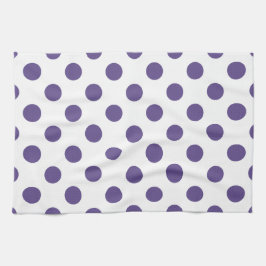 Ultra violet polka dots på vitt kökshandduk