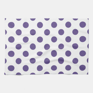 Ultra violet polka dots på vitt kökshandduk