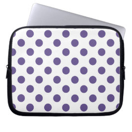 Ultra violet polka dots på vitt laptop sleeve