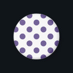 Ultra violet polka dots på vitt magnet<br><div class="desc">Pantones färg år 2018 är ultraviolett.</div>