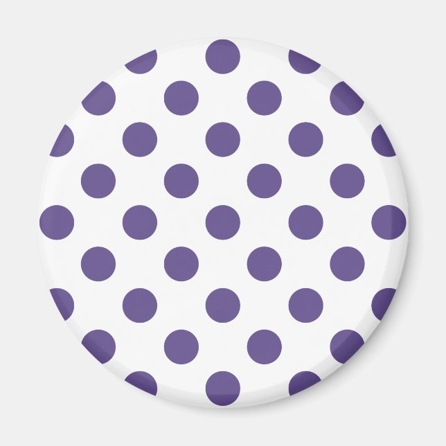 Ultra violet polka dots på vitt magnet (Framsidan)