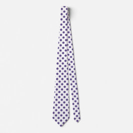 Ultra violet polka dots på vitt slips