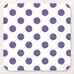 Ultra violet polka dots på vitt underlägg papper kvadrat<br><div class="desc">Pantones färg år 2018 är ultraviolett.</div>