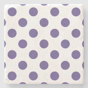 Ultra violet polka dots på vitt underlägg sten