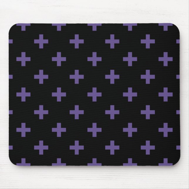 Ultra violet polka kor på svart musmatta (Framsidan)