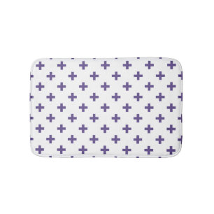 Ultra violet polka kor på vitt badrumsmatta