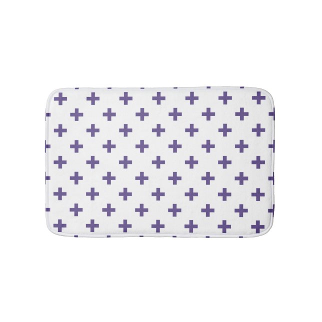 Ultra violet polka kor på vitt badrumsmatta (Framsidan)