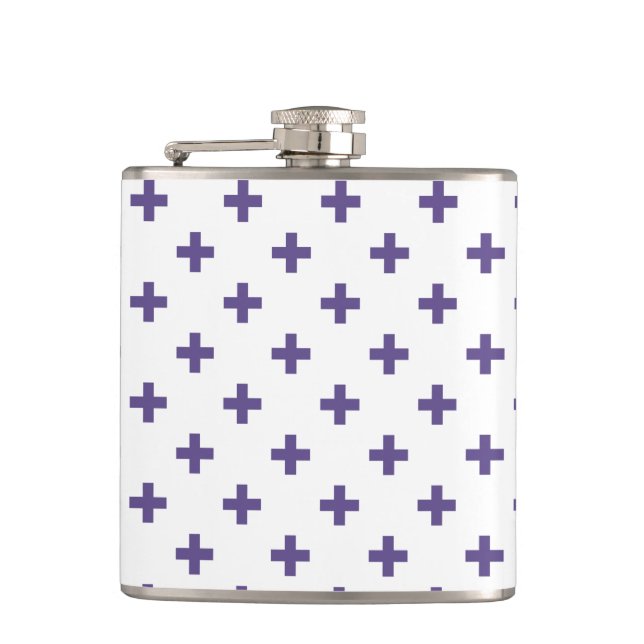 Ultra violet polka kor på vitt fickplunta (Framsidan)