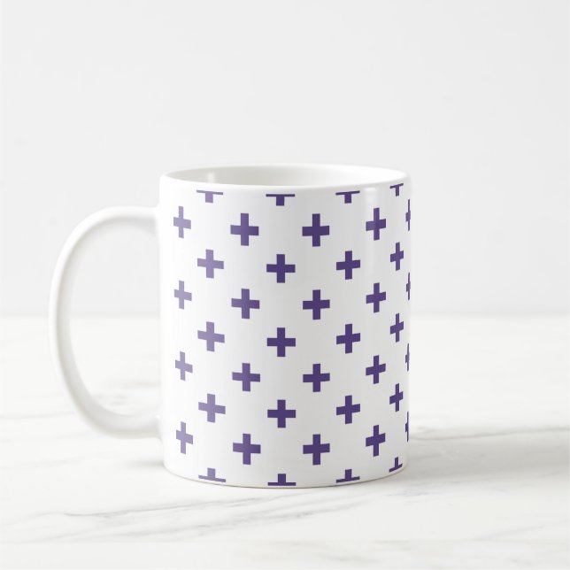 Ultra violet polka kor på vitt kaffemugg (Vänster)