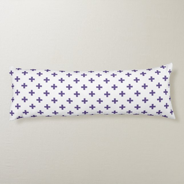 Ultra violet polka kor på vitt kroppskudde (Baksidan)