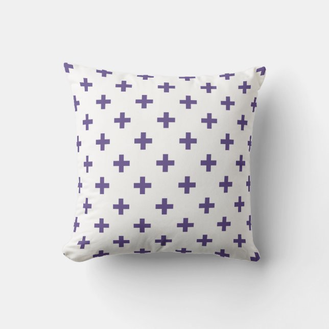 Ultra violet polka kor på vitt kudde (Framsida)