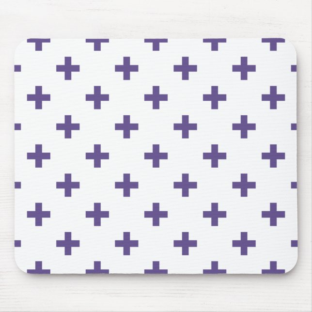 Ultra violet polka kor på vitt musmatta (Framsidan)