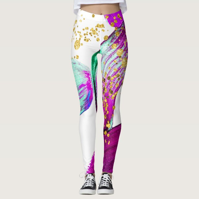 Ultra Violet Push: Abstrakt Art Leggings (Framsida)