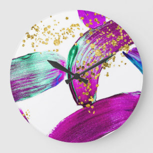 Ultra Violet Push: Abstrakt Art Stor Klocka
