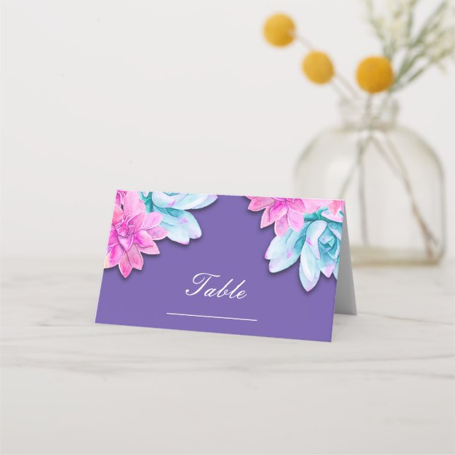 Ultra Violet Succulents Modern Fiesta Bordsnummer Placeringskort (Framsida)