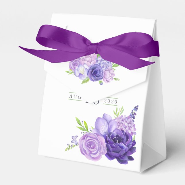 Ultra Violet Vattenfärg Blommig Bebis Shower Presentaskar (Framsidan Sidan)