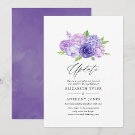 Ultra Violet Vattenfärg Blommig Bröllopsuppdaterin Inbjudningar