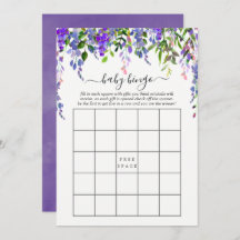 Ultra Violet Watercolor Blommigt Baby Bingo