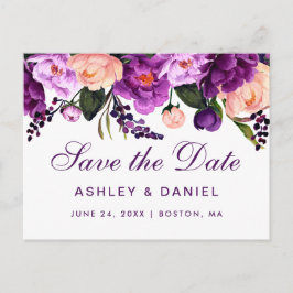 Ultra Violett Blommig Spara Datum P Meddelande Vykort