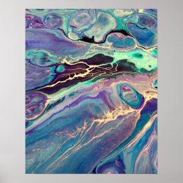 Ultra Violett Fluid Marmor Akryl Konst Abstrakt Poster