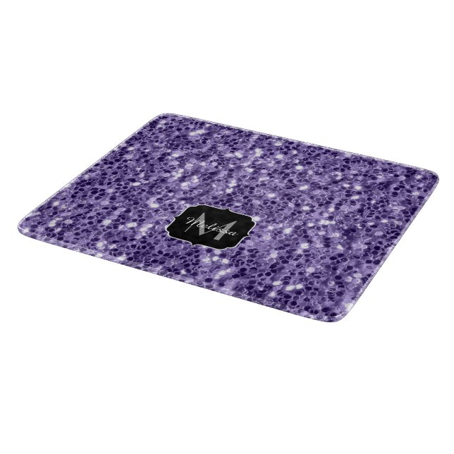 Ultra violett lila glittergnistande monogram (Hörn)