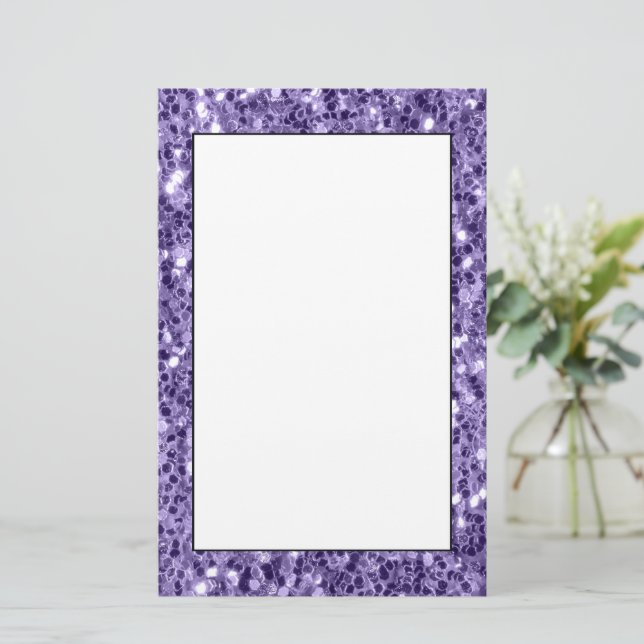 Ultra violett lila glittergnistrar brevpapper (Stående Fram)