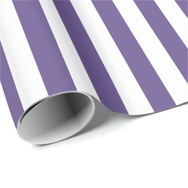Ultra Violett Lila och Vit Rand Presentpapper (Rullad Hörn)