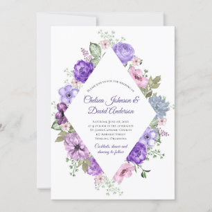 Ultra Violett Lila Rosa Grönska Blommig Bröllop Meddelande