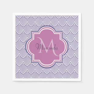Ultra Violetta Böjda Skalformar Orkidé Monogramnam Pappersservett