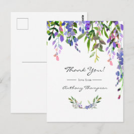 Ultra Violetta Bröllopsvattenfärg Blommig Vykort