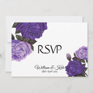 Ultra violetta rosor dubbelsidiga Bröllops-RSVP Inbjudningar