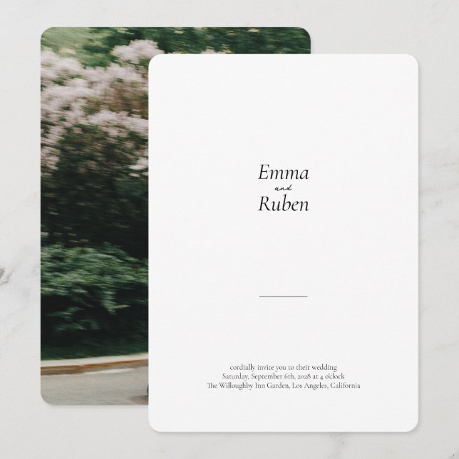 Ultralätta, svarta och vita foto Bröllop Inbjudningar (Fram/baksida)