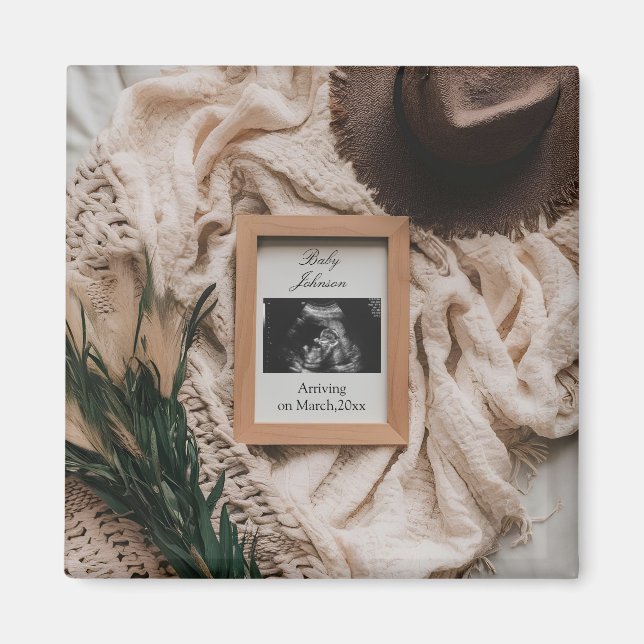 Ultraljud Boho rustik graviditetsannonsering  Magnet (Framsidan)
