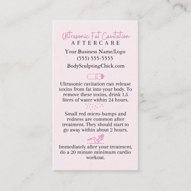 Ultraljud Tjock Kavitation Eftervård Kroppskulpter Visitkort (Framsida)