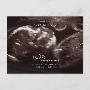 Ultraljudsfoto, babyvy med e-postblå inbjudan vykort