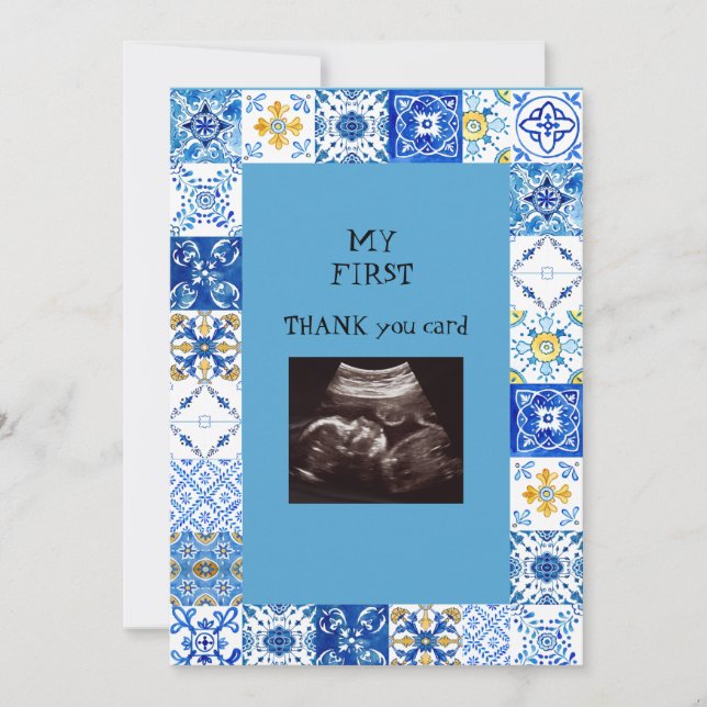Ultraljudsfoto Blue Tile Baby Tack Funny (Framsida)